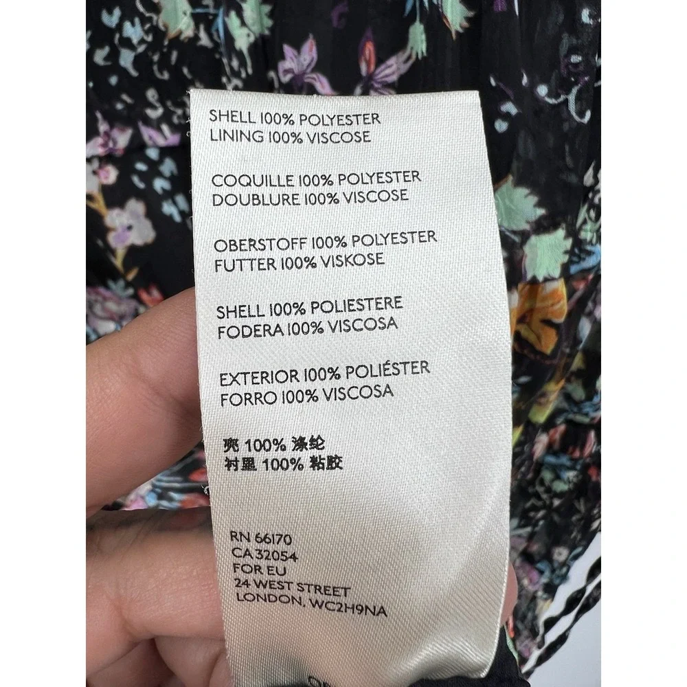 Free People Closer To The Heart Dress XL Black Floral Tiered Ruffle Boho Mini